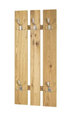 Produktbild von HAKU Wandgarderobe edelstahloptik, eiche - Echtholzfurnier, MDF, Metall, B/H/T: 45x100x9 cm