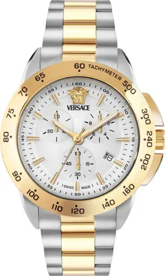 Produktbild von Versace VEKIA0525 V-Sport Chrono weiß silber gold Edelstahl Herren Uhr NEU