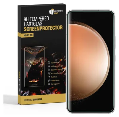 A product box for a screen protector is shown next to a smartphone with a screen protector applied.