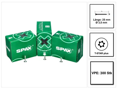 Immagine prodotto di SPAX® 0151010350253 SPAX® Rückwandschrauben T20 Flachkopf WIROX 0151010350253 3,5 mm x 25 mm, 300 St.