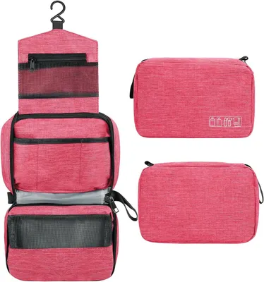 Produktbild von MODFU Kulturtasche Kosmetiktasche, Kosmetiktasche Cord, Kosmetiktasche Multifunktionaler, Groß Kapazität Kosmetiktasche Waschtasche, Reisen Kulturtasche, Kulturbeutel Schminktasche Taschen Organizer Rot