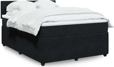Produktbild von Hochwertig Boxspringbett mit Matratze Schwarz 140x190 cm Samt 3290036