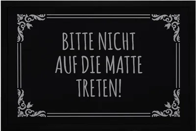 Produktbild von Fußmatte mit Spruch Bitte nicht auf die Matte treten Ironie rutschfest & waschbar Moonworks® schwarz 60x40cm