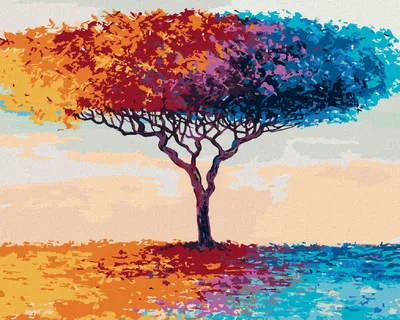 Produktbild von Diamondi - Diamond painting - FARBIGER BAUM, 40X50 cm, ohne Keilrahmen