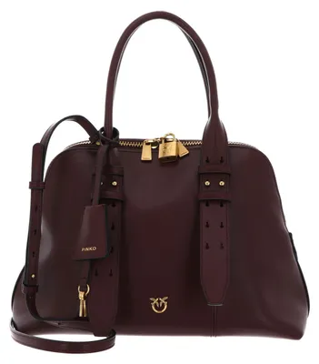 Produktbild von PINKO Handtasche Umhängetasche Bowling Bag Vitello Mor Burgundy Wine - Antique Gold dunkelbraun