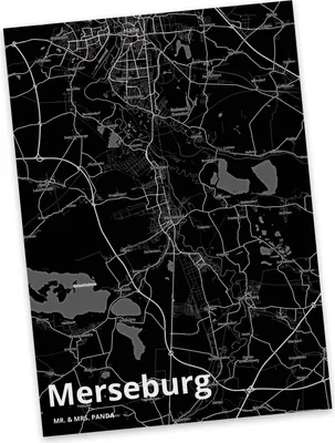 Produktbild von Mr. & Mrs. Panda Postkarte Merseburg - Geschenk, Stadt, Ansichtskarte, Grußkarte, Fotokarte, Ansichtskarten, Dorf Karte Landkarte Map Stadtplan, Postkarten