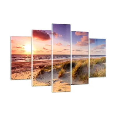 Produktbild von Bilder auf glas - Meer Strand Düne - 150x100cm - Glasbilder - Wandbilder - Kunstdruck - zum Aufhängen bereit - Wanddekoration aus Glas - Glas Bilder - Wandbild auf Glas - 5 Teile - GEA150x100-3540