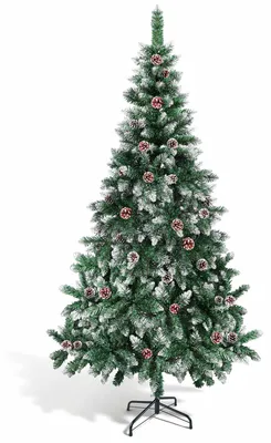 Produktbild von Eikuavons Weihnachtsbaum 210cm künstlich, beschneite Kunsttanne mit 35 Tannenzapfen, 750 Zweigspitzen und Metallständer