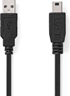 Immagine prodotto di Cavo USB | USB 2.0 | USB-A maschio | USB Mini-B 5 pin maschio | 480 Mbps | Nichelato | 2,00 m | Rotondo | PVC | Nero | Scatola