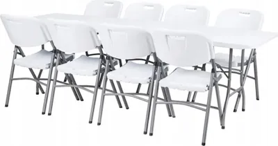 Zdjęcie produktu dla Stół ogrodowy BDW z 8 stołkami Składany stół 240x75 cm z uchwytem do przenoszenia,