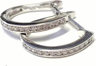 Produktbild von Ohrringe Creolen Silber 925/- poliert mit Zirkonia schmal dezent