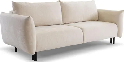 Produktbild von Sofa mit Bettkasten - Schlafsofa mit Schwarze Metallbeine - 3 Sitzer Sofa Bett - Couch mit Schlaffunktion Bettfunktion Skandinavisch Polstergarnitur - Hell Beige