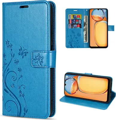 Produktbild von Hülle Xiaomi Redmi 13C /Poco C65, Handy Tasche Handyhülle Wallet Case Flip Cover Blau