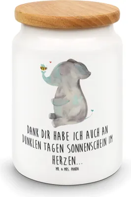Produktbild von Mr. & Mrs. Panda Teedose Elefant Biene - Weiß - Geschenk, Keksdose, gebäckdose, Dose, Liebesspruch, Heiratsantrag, Vorratsdose, Liebe, Kaffeedose, Lustige Sprüche