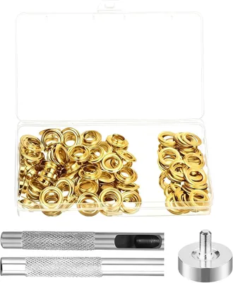 Imagen del producto de Juego de ojales metálicos de 6 mm, 100 unidades, con herramienta, para lonas impermeables