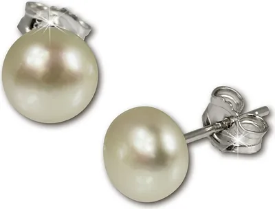 Produktbild von SilberDream Ohrstecker für Damen 925 Silber weiß Perle Ohrringe 7,5mm SDO108W