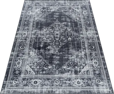 Produktbild von Teppich Läufer Wohnzimmer Schwarz 80x250 Orientalisches Design aus Polyester