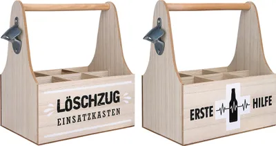 Image de Gilde Flaschenträger, "Hilfe", Schriftzug, MDF, naturfarben, L. 17 cm, B. 26 cm, H. 29.5 cm 49050 4063387490501 2 Stück (2-fach sortiert)