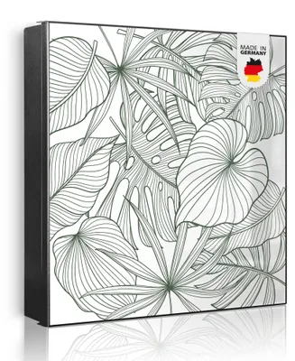 Zdjęcie produktu dla Metalowa szafka na klucze banjado, wymiary 30 x 30 cm, z 32 haczykami, z możliwością wykorzystania jako tablica magnetyczna, korpus czarny, zawiasy po prawej stronie, model Monstera 2 [SKG1 13051]