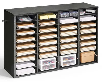 Immagine prodotto di Portadocumenti VEVOR con 36 scomparti e ripiani rimovibili, portadocumenti in legno, portadocumenti per ufficio, casa e aula, organizer per documenti e carte, nero