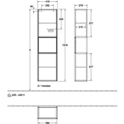 Produktbild von Villeroy & Boch F470HGGM Hochschrank Finion F47 418x1516x270mm