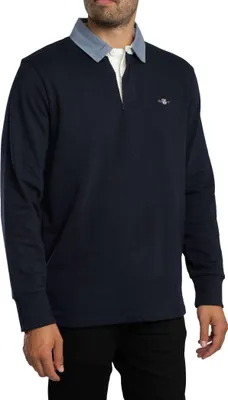 Produktbild von GANT Regular Chambray Heavy Rugger Langarm-Poloshirt, Blau M