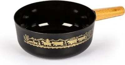 Produktbild von Stöckli Käsefonduecaquelon Emotion Alpaufzug, Schwarz, Emaille, Rund, 5 Person(en), 2,6 l, 21 cm