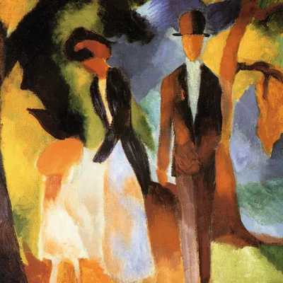 Obrázok produktu pre August Macke umelecká tlač obrazu - Ľudia pri Modrom jazere, 1913, detail (100 x 100 cm)
