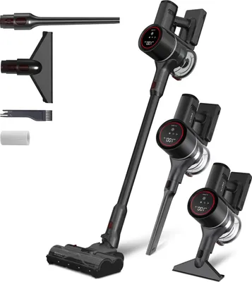 Produktbild von KLAMER Akkustaubsauger, 500 Watt Kabelloser Staubsauger, Flexibler Akku Handstaubsauger mit verschiedenen Aufsätzen, Flex Staubsauger mit LED Licht