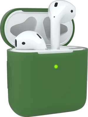 Produktbild von EAZY CASE - Schutzhülle für AirPods 1 & 2 Hülle Grün Silikon Case Stoßfest mit Deckel Schutz Antikratz Etui Cover rutschfeste Silikonhülle für Airpod Pro 1. / 2. Generation Silikoncase in Dunkelgrün