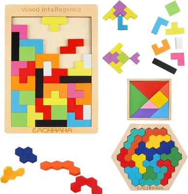 Obrázok produktu pre Montessori Hračky, 3-v-1 Drevená Tangram Puzzle, pre Deti od 4 Rokov, Kreatívne Vzdelávacie Hračky