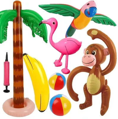 Produktbild von Set mit 8 aufblasbaren Palmen-Dekorationen für Pool und Party