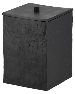 Produktbild von Quadratischer abfallbehälter aus polyresin in steinoptik mit mattschwarzem bambus-deckel, 5 l – schwarz - Tendance