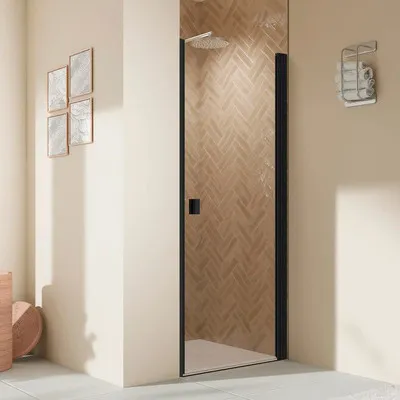 Produktbild von BREUER Duschtür in Nische mit Drehtür ELANA 2.0 80 x 200 cm Profil schwarz Glasdekor Intima Türanschlag rechts