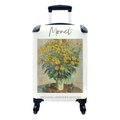 Produktbild von MuchoWow® Koffer Handgepäck Trolley Rollkoffer Kleine Reisekoffer mit 4 Rollen - Gemälde - Monet - Topinamburblüten - Cabin Size < 55x40x23 cm & 55x40x20 cm - Fotokoffer - Kabinenkoffer - Boardgepäck - Reise-Box - Reisekoffer - Reisegepäck - Koffer mit Bild - Trolley für Kinder