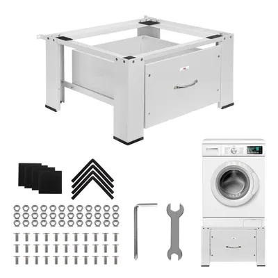 Zdjęcie produktu dla Podstawa pod pralkę / suszarkę bębnową z szufladą Maclean max. obciążenie 150kg biała MC-117 W