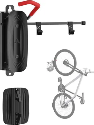 Obrázok produktu pre Otočné stojany na bicykle – vertikálne háčiky na bicykle do garáže – MTB a cestné bicykle (červené – držiak na prilbu)