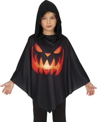 Produktbild von Halloween Pumpkin Poncho für Kinder Größe: 7 - 9 Jahre