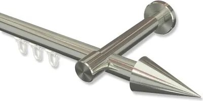 Produktbild von Interdeco Innenlaufstange, Gardinenstange mit Innenlauf Edelstahl-Optik Modell Prestige Savio, 20 mm Ø 1-läufig, 320 cm (geteilt)