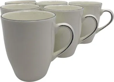 Produktbild von Teekanne-Set mit 6 Porzellan-Tassen und Kaffeekannen mit Griff - Weiß und Schwarz