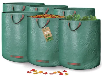Immagine prodotto di Set di 6 sacchi per rifiuti da giardino con maniglie, capacità di 272 litri