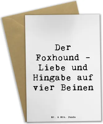 Produktbild von Mr. & Mrs. Panda Grußkarte Spruch Liebevoller Foxhound - Weiß - Geschenk, weihnachtskarten, Charakter, Hundeliebe, hochzeitskarten, Hunderassen, Vier Pfoten, Freundschaft