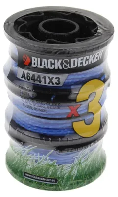 Produktbild von Black & Decker A6441X3, Spule für Rasentrimmer, Blau, 12 m, GL315, GL337, GL350, GL650, GL660, GL670, GL651, GL652, GL653, GL655, GL656, GL687, GL681, GL5530,..., 3 Stück(e), 1,6 mm
