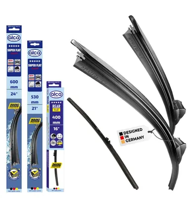 Produktbild von alca® Scheibenwischer Komplettset für VW MULTIVAN T5 02.2003 - 11.2009, SUPER FLAT Flachbalkenwischer, extraflaches Design, Flexibel, Nanographitbeschichtung