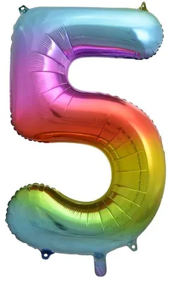 Immagine prodotto di Pallone in foil XL numero 5 arcobaleno colorato 85 cm