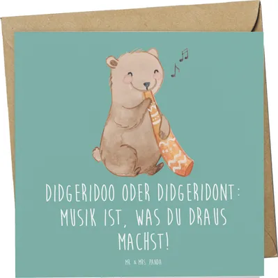 Produktbild von Mr. & Mrs. Panda Grußkarte Didgeridoo Musik - Meeresbrise - Geschenk, traditionell, Glückwunschkarte, Technik, Australien, anlasskarte, spirituell, Instrument, Klappkarte