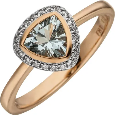 Produktbild von JOBO Damen Ring 54mm 585 Rotgold 21 Diamanten Brillanten 1 Aquamarin hellblau