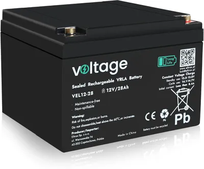 Image de Batterie AGM Voltage Long Life 12V 28Ah VEL12-28 (durée de vie 15 ans)