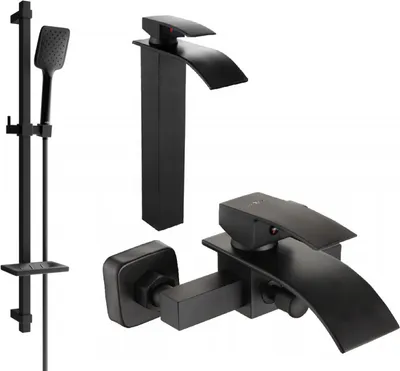 Produktbild von Mexen Aries DQ62 Badewannenset, Schwarz - 744813DQ62-70