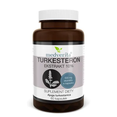 Produktbild von Medverita Turkesteron 500 mg 10% Extrakt aus Ajuga turkestanica – 60 Kapseln, 50 mg Turkesteron pro Tagesportion